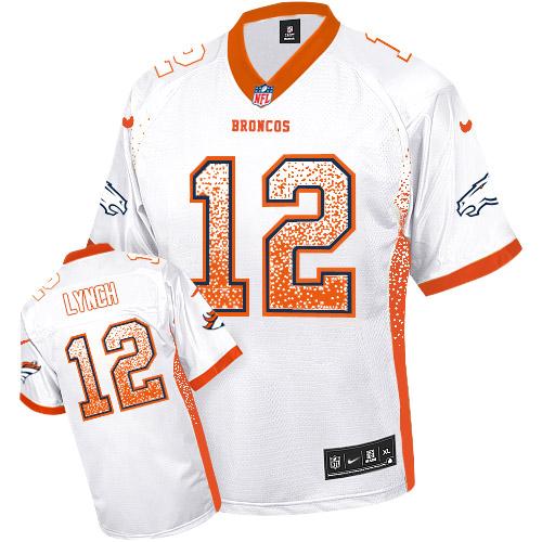 Nike Broncos #12 Paxton Lynch White Men's Stitched NFL Elite Drift Fashion Jersey - Click Image to Close